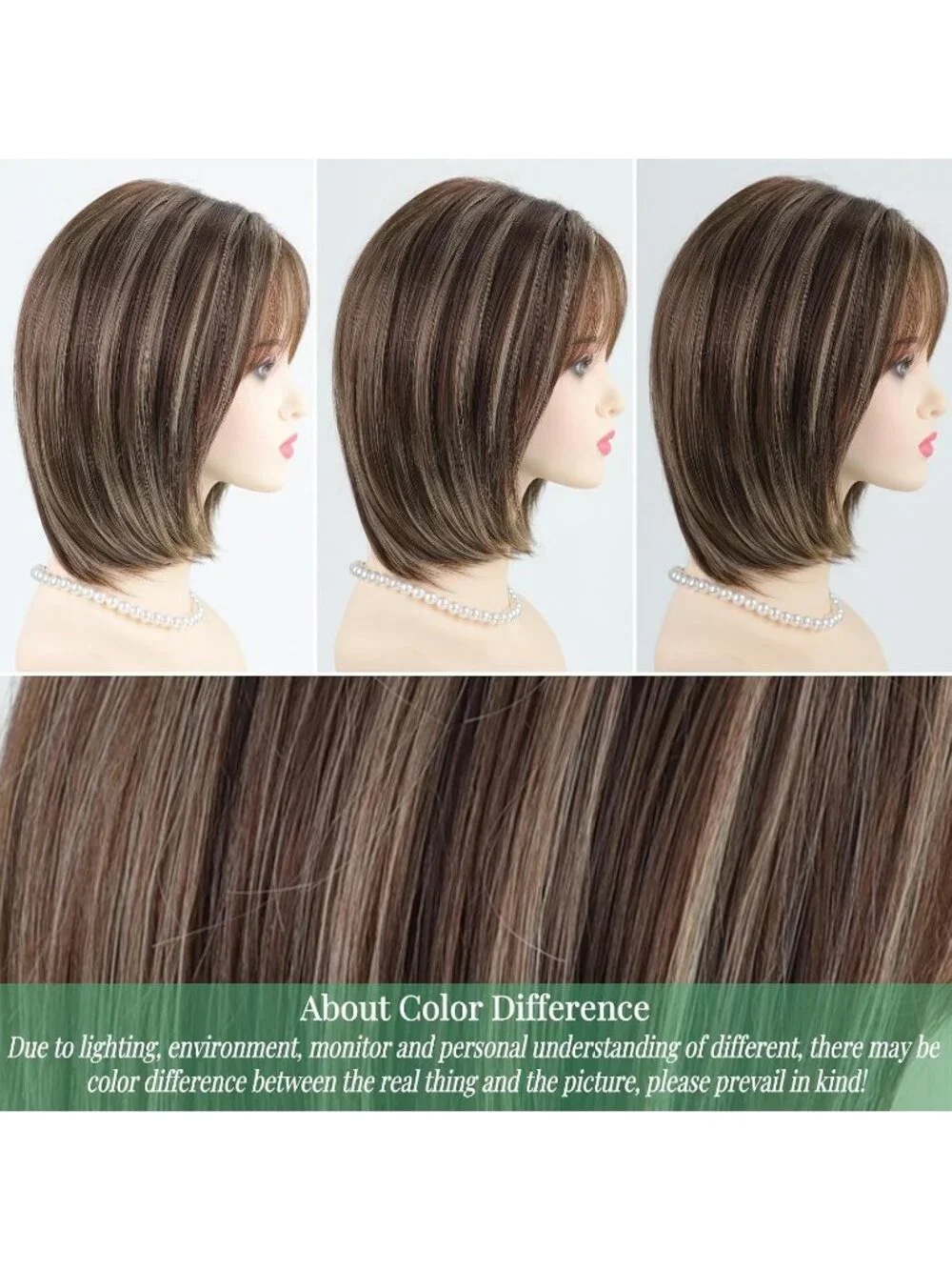 Women Brown Blonde 1 12 Inch Mid Length Heat Synthetic Straight Layered Bob Wigs